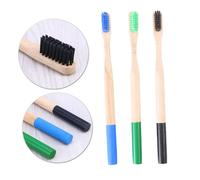 NOLITOY 3pcs Bamboo Toothbrush with Soft Charcoal Bristles Round Handle Biodegradable Oral Care for Adults Family Natural Ergonomic Design Packaging Random Color