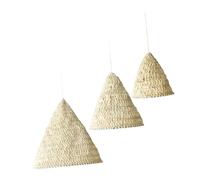 NOLITOY 3pcs Bohemian Hanging Lamp Shade Handwoven Crochet Hemp Rope Light Covers with Tassels White Rustic Lampshades for Bedroom and Living Decor Handmade Boho Style Lighting Accessories