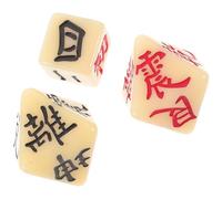 NOLITOY 3pcs Chinese Divination Dice Set Multi-sided Resin Dice Props for Fortune Telling and Tabletop Games Ancient Symbol Engraving