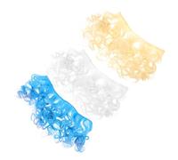 NOLITOY 3pcs Curly Doll Wigs DIY Craft Hair Wefts High Temperature Resistant Synthetic Hairpieces for Dolls White Light Gold Gradient Lake Blue