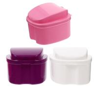 NOLITOY 3Pcs Denture Storage Box Portable Orthodontic Retainer Case with Breathable Design and Draining Shelf for Travel Camping Oral Care and Daily Use