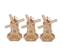 NOLITOY 3pcs DIY Solar Windmill Model Kit for Wooden Stem Science Craft with Easy Assembly Solar Powered Educational Puzzle for School Projects and Environmental Learning