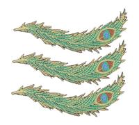 NOLITOY 3Pcs Embroidered Patches for Clothes DIY Craft Repair Plume Applique for Jackets Hats Bags Easy to Iron and Sew Clothing Accessories