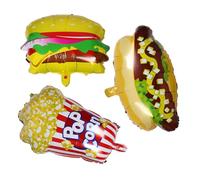 NOLITOY 3pcs Fast Food Party Balloons Popcorn Hot Dog Hamburger Decorations for Birthday Movie Festival Indoor Outdoor Use Easy Inflate Materials