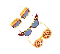 NOLITOY 3pcs Food Eyeglasses Funny Pizza Hamburger Hot Dog Glasses Novelty Sunglasses Eyewear For Adults Kids Summer Beach Themed Party Supplies Decoration