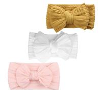 NOLITOY 3pcs Headbands for Newborn Soft Stretchy Nylon Hair Bands with Elegant Texture Comfortable Bow Accessories