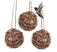 NOLITOY 3pcs Hummingbird Nesting Material Outdoor Hanging Bird Nest Filled with Natural Roosting Pocket for Garden Balcony Bird Lovers