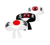 NOLITOY 3PCS Japanese Samurai Karate Headbands for Men Traditional Ninja Costume Accessories with Distinctive Japanese Style Tie Headbands for Sports Fitness and Themed Parties