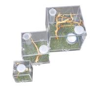NOLITOY 3pcs Jumping Spider Enclosure Box Clear Acrylic Breeding Containers for Small Reptile Insects with Feeding Port and Humidifier Portable Habitat for Spiders Crickets Snails and