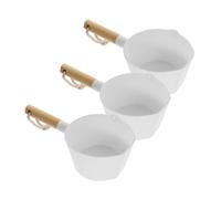 NOLITOY 3pcs Long Handle Water Ladles with Wooden Handles and Pp Material, Smooth Edges and Large Capacity Water Scoops, for Kitchen, Bathroom and Tea Ceremony Use