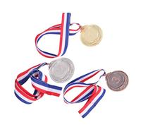 NOLITOY 3pcs Metal Award Medals with Neck Ribbons for Sports Competitions Zinc Alloy Wheat Ears Design Gold Silver Bronze Medals for Winners S Sports Day Prizes and Party Games