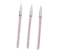 NOLITOY 3pcs Nail Art Drawing Line Pens Set with Purple White Sparkle Handles 7/9/15mm Manicure Brushes for Precise Line Drawing and Floral Designs Professional Nail Art DIY Tools