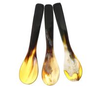 NOLITOY 3Pcs Ox Horn Coffee Spoons Natural Dessert Scoop for Tea Ice Cream Cake Polished Small Serving Utensils for Home Kitchen Random Color