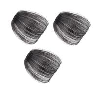 NOLITOY 3pcs Realistic Fake Air Bangs Synthetic Wig Hair Replacement for Women Natural Black Clip False Bangs Lightweight Breathable Head Hairpiece for Thin Hair and Cosplay Use