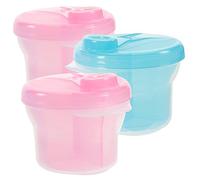 NOLITOY 3Pcs Rotating Milk Powder Storage Box Food Grade PP Portable Container with Compartments Leak Travel Organizer for Formula and Snacks Pink Blue
