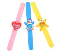 NOLITOY 3pcs Silicone Band Cartoon Watches Bright Colors Easy-Read Numerals Comfortable Wristwatches Teaching Tool Gift for Students