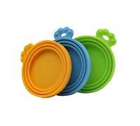 NOLITOY 3pcs Silicone Pet Can Covers Flexible Food Can Lids for Cats and Dogs Airtight Seal Easy to Use Safe Soft Material Orange Blue Green