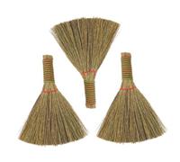NOLITOY 3pcs Small Manual Desktop Broom Portable Straw Braided Dust Brush for Kitchen Office Car Cleaning Supple Dense Bristles with Short Handle for Easy Dust Removal