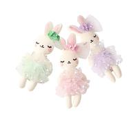 NOLITOY 3pcs Small Plush Bunny Dolls Soft Stuffed Rabbit Ornaments for DIY Crafts Clothing Decor Cute Lightweight Plush in Pastel Green Purple Pink for Handmade Gifts and Home Decoration