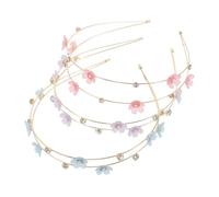 NOLITOY 3Pcs Thin Rhinestone Headbands Double Row Floral Design Lightweight Sparkling Hair Hoops for Women Bridesmaids Bridal and Casual Wear