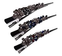 NOLITOY 3pcs Vintage Style Rhinestone Hairpins Large Crystal Hair Clips for Buns Hair Accessories for Women Party Wedding