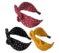 NOLITOY 3pcs Wide Knot Headbands with Rabbit Ears for Women Lightweight Comfortable Fashion Hair Hoops in Yellow Red Black Non-slip Bowknot Hairbands for Parties and Daily Wear