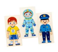 NOLITOY 3pcs Wooden Occupation Cognition Puzzle for Kindergarten Educational Puzzle with Smooth Edges Interactive Enlightenment Learning for Early Childhood Development
