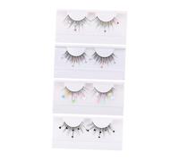 NOLITOY 4 Pairs Colored Glitter Fake Sequins Eyelashes with Butterfly and Flower Designs Lash Extensions for Women Party Date Club and Daily Wear