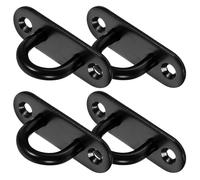 NOLITOY 4 Pcs Black Stainless Steel U-Shaped Ceiling and Wall Hooks M6 Oval Pad Eye Plate for Heavy Duty Hanging, Wall Mounted Utility Hooks for Rope, Sandbags, and Home Storage