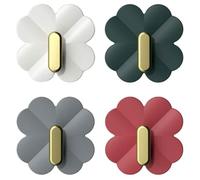 NOLITOY 4 Pcs Clover-Shaped Self-Adhesive Wall Hooks, No-Trace Sticky Hooks for Keychain, Backpack, and ’ Coat Hanging, Multi-Color Set for Home Storage and Wall Organization