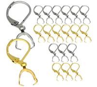 NOLITOY 40pcs Stainless Steel Earring Hooks Seed Bead Pendant Clasps Jewelry Making Buckles for DIY Earrings and Keychain Accessories, Silver and Gold Tone