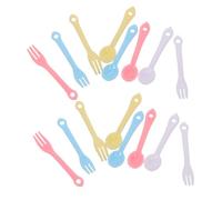 NOLITOY 40set Mini Plastic Cutlery Set with Tiny Forks and Spoons Colorful Dollhouse Kitchen Accessories for Pretend Play Educational Dining Etiquette Tool for Precision Crafted Vibrant
