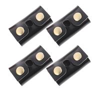 NOLITOY 4pcs Black Leather Safety Razor Head Protective Cover for Manual Double Edge, Travel-friendly Shaving Accessory for Men’s Daily Bathroom Use