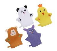 NOLITOY 4Pcs Cartoon Exfoliating Bath Gloves for Gentle Body Massage and Deep Cleansing Soft Animal Design Shower Mitts for Boys and Dead Skin Removal and Smooth Skin Care