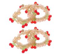 NOLITOY 4pcs Cherry Hair Ties with Artificial Crystal for Women - Sparkling Elastic Bands for Effortless Hair Management Random Color
