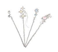 NOLITOY 4pcs Chinese Hairpins Metal Tassel Hair Sticks with Moonstone Elegant Updo Holders for Women Retro Hanfu Hair Accessories