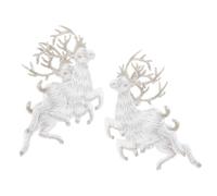 NOLITOY 4pcs Christmas Embroidered Deer Cloth Patches DIY Embroidery Stickers with Shiny Applique Design Sew Motifs for Clothing Footwear and Festive Decoration