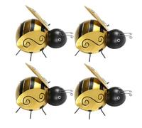 NOLITOY 4pcs Creative Wrought Iron Bee Wall Decoration Hanging Ornaments for Indoor Outdoor Patio Garden Living Decor