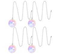 NOLITOY 4Pcs Crystal Ceiling Fan Pull Chains 50Cm Beaded Extension Cord with Rainbow Ab Color Pendant Decorative Chain for Ceiling Lights and Fans