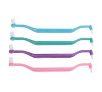 NOLITOY 4Pcs Double-Headed Toothbrush for Adults Dual-use Interdental and Teeth Cleaning Brush Home Accessory with Deep Green Blue Pink and Purple Travel-Friendly Oral Care Tool