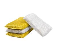 NOLITOY 4Pcs Double-Sided Heavy Duty Kitchen Dish Sponges for Scrubbing Pots Pans and Surfaces Quick-Dry Gold and Silver Cleaning Blocks for Household Use