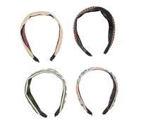 NOLITOY 4pcs Embroidery Headbands for Women Extra Wide Cloth Hair Accessories Floral and Leaf Designs for Everyday Wear and Special Occasions