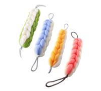 NOLITOY 4Pcs Exfoliating Bath Scrubber Back Strip for Shower Body Cleansing Handwoven Long Back Scrubber for Women Men Deep Cleanse Skin Smooth Stress Relief