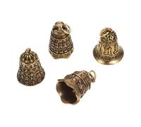 NOLITOY 4pcs Handmade Vintage Brass Bell Pendants Lightweight Chic Hanging Decor for Keychains Bag Ornaments Feng Shui Accessories