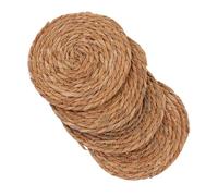 NOLITOY 4pcs Handwoven Rattan Coasters Round 12cm Heat Insulated Non-slip Drink Mats for Kitchen Dining Table Rustic Natural Wicker Hot Plate Trivets