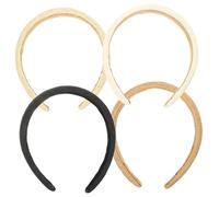 NOLITOY 4pcs Handwoven Thin Hairbands for Women Lightweight Hair Hoops in Black Beige White Brown Simple Stylish Hair Accessories for Everyday Wear and Parties