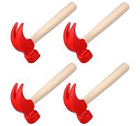 NOLITOY 4Pcs Kids Hammer Toy Set Plastic Wooden Style Mallet Early Learning Play Pretend Construction Tools For Toddlers Boys Fine Motor Skills Hand Eye Coordination Red Accessories Length 6.4 Inches
