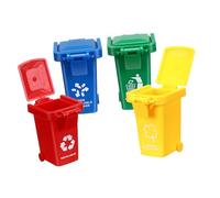 NOLITOY 4Pcs Mini Garbage Sorting Trash Can for Flip Lid Sliding Small Trash Bin Educational Recycling Game for Boys and Early Environmental Awareness