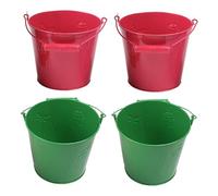 NOLITOY 4pcs Mini Sand Buckets Set, Small 12.5x11x9cm Metal Garden Buckets with Handle, Color Random, Beach and Outdoor Play for Random Color