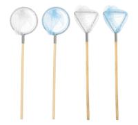 NOLITOY 4Pcs Miniature Doll Fishing Nets Set - White Blue Triangle and Round Nets - Dollhouse Accessories for Miniature Insect Catching and Fishing Play - Mini Doll House Photo Props